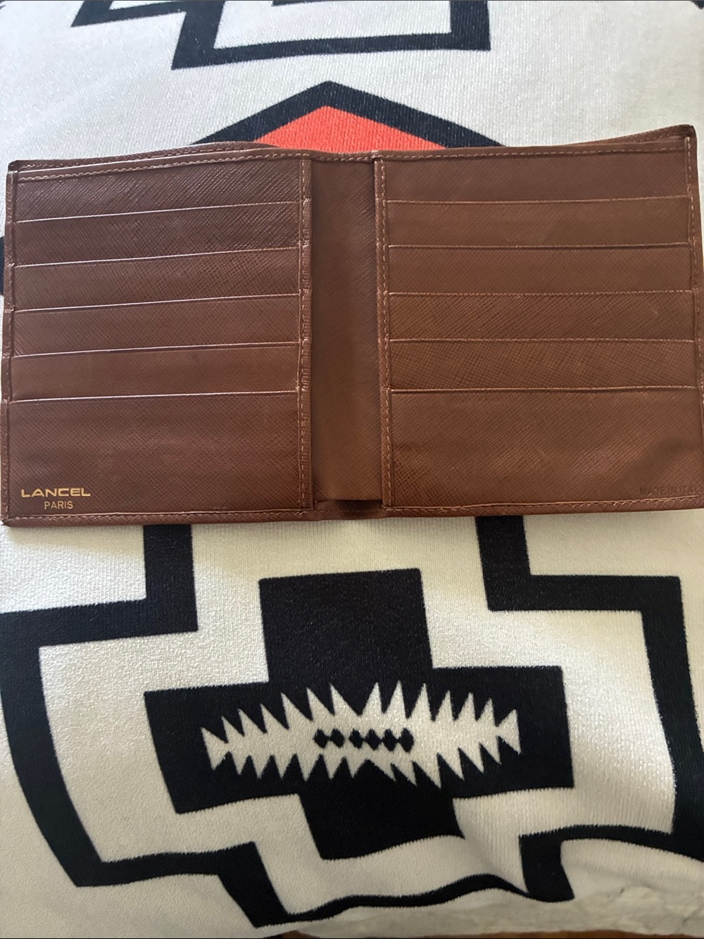 Lancel Paris Brown Leather Bi-Fold Card Wallet